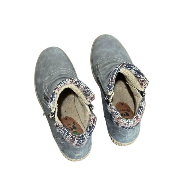 Women's Spring Step Blue Ruched Ankle Boots - Size 10 - Picture 3 of 9